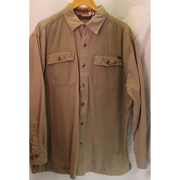 VTG Old Mill Flannel Lined Shirt Jacket Mens Sz XL Rugged Khaki Canvas Workwear - Picture 3 of 6